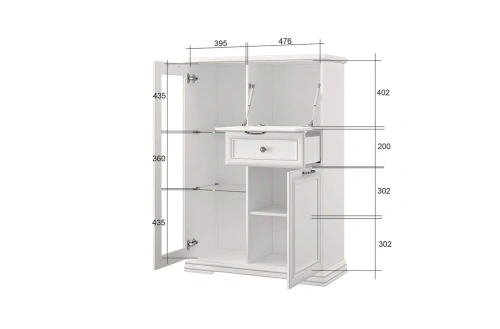 Шкаф с витриной anrex SEVILLA 1V2D1S (Белый)
