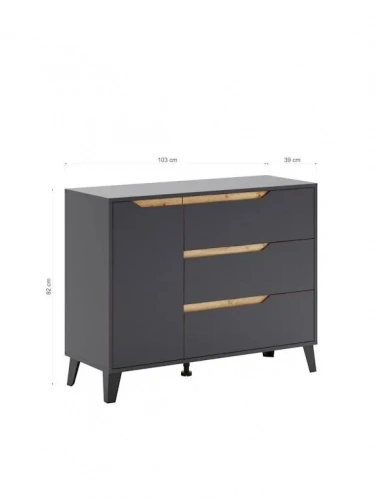 Тумба ЭлиГард Eyva 1D3S (Графит)