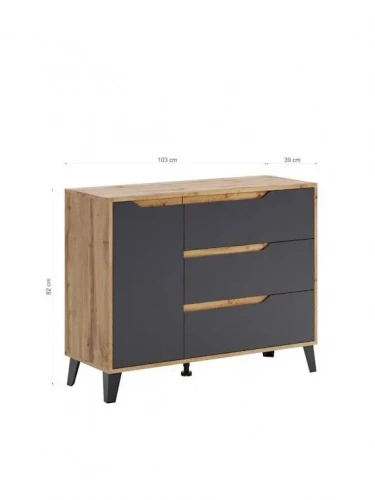 Тумба ЭлиГард Eyva 1D3S (Дуб вотан/Графит)