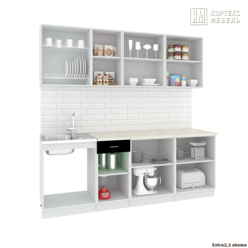 Кухня КортексМебель Корнелия ЭКСТРА 2,2 (Дуб сонома/Венге тёмный/Королевский опал)