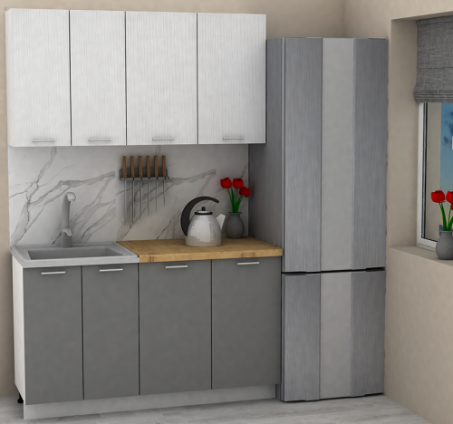 Кухня ЭлиГард LION 1,4 (Белый/Дымчатый алмаз/Дуб бунратти)