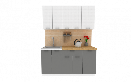 Кухня ЭлиГард LION 1,6 (1) (Белый/Дымчатый алмаз/Дуб бунратти)