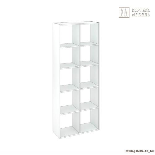 Стеллаж КортексМебель ДЕЛЬТА-10 71х175 (Белый)