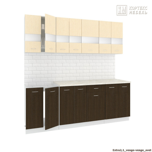 Кухня КортексМебель Корнелия ЭКСТРА 2,1 (Венге светлый/Венге тёмный/Марсель)