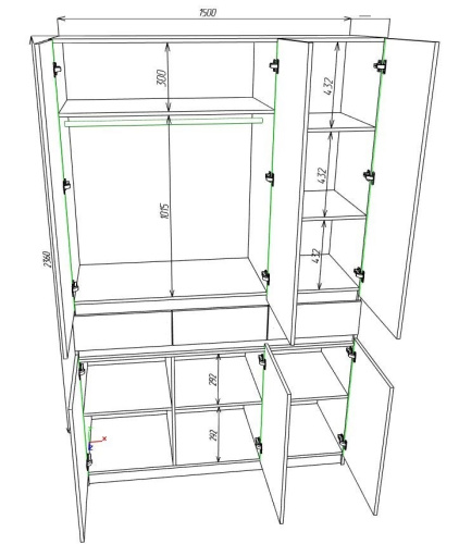 Шкаф Элигард 3 LOCARNO Дуб монтерей/Персидский жемчуг