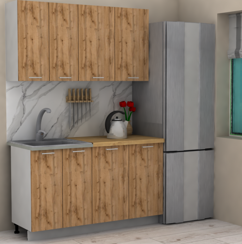 Кухня ЭлиГард LION 1,4 (Дуб натуральный/Дуб бунратти)