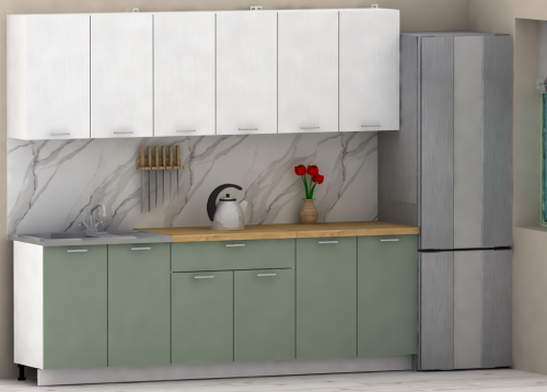 Кухня ЭлиГард LION 2,4 (Белый/Самшит/Дуб бунратти)