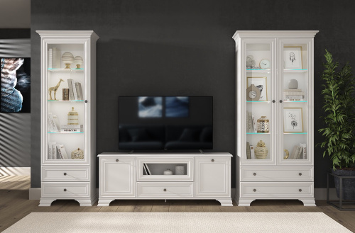 Шкаф с витриной anrex TIFFANY 1V2S(белый)