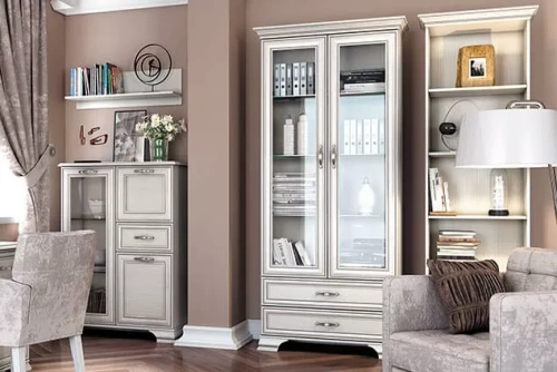 Шкаф с витриной anrex TIFFANY 2V2S (вудлайн кремовый)