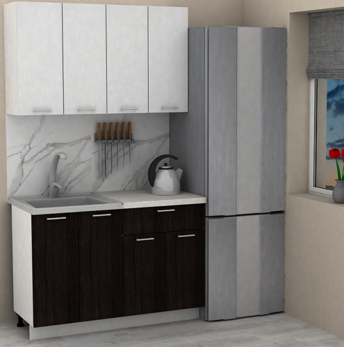 Кухня ЭлиГард LION 1,2 (Белый/Дуб марбург/Королевский опал)