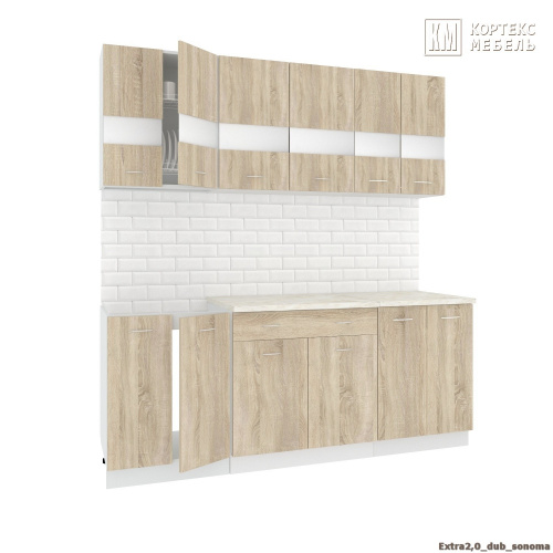 Кухня КортексМебель Корнелия ЭКСТРА 2,0 (Дуб сонома/Мадрид)