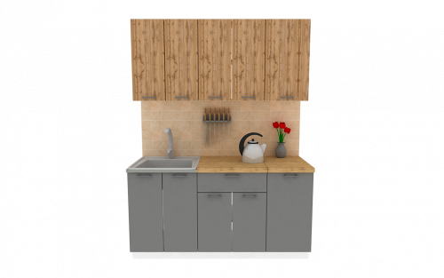 Кухня ЭлиГард LION 1,6 (1) (Дуб натуральный/Дымчатый алмаз/Дуб бунратти)