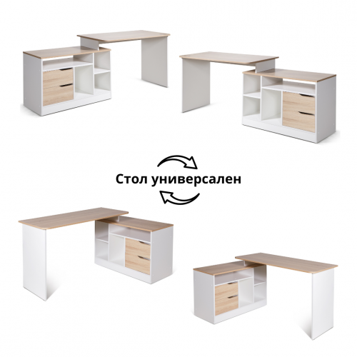 Стол компьютерный МебельКласс Имидж-3 (Белый/Дуб сонома)