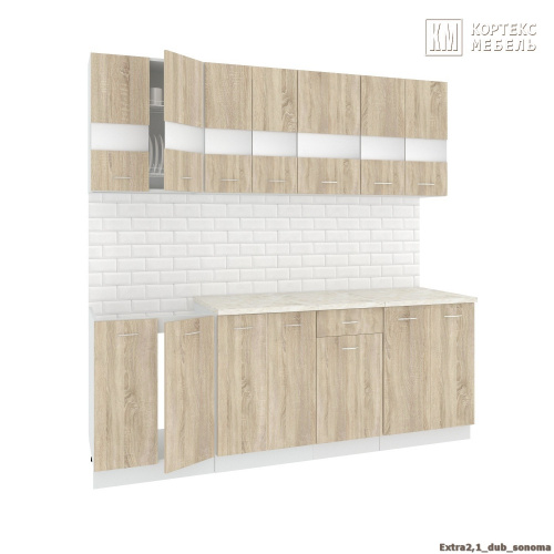 Кухня КортексМебель Корнелия ЭКСТРА 2,1 (Дуб сонома/Мадрид)