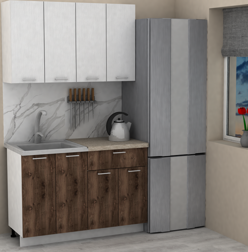 Кухня ЭлиГард LION 1,2 (Белый/Дуб нокс/Малага)