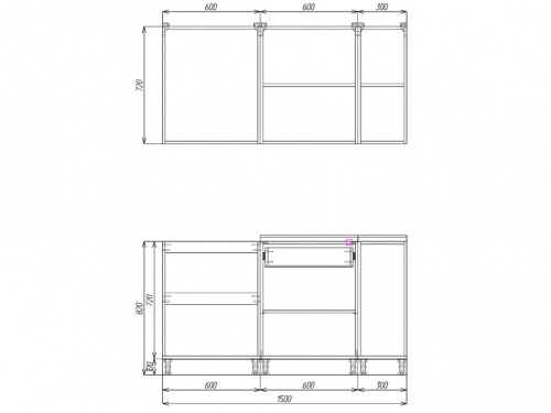 Кухня ЭлиГард LION 1,5 (Дымчатый алмаз/Дуб бунратти)