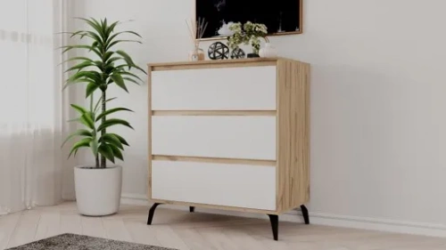 Комод РЭЙГРУПП Aleksa РГ-03-EBC (Дуб элисон/Белый премиум/Черный)