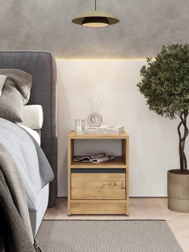 Тумба прикроватная ЭлиГард Brighton 1S1N (Дуб вотан)