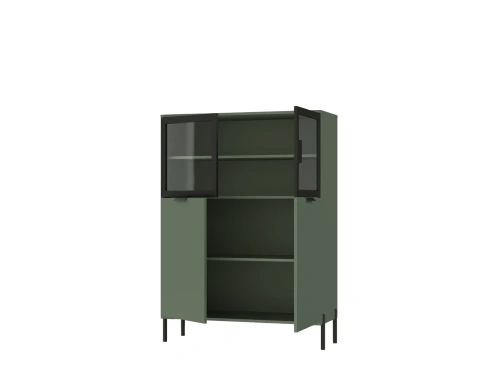 Шкаф BRW Paloma REG2W2D/140 (Черный/Дымчатый зеленый)