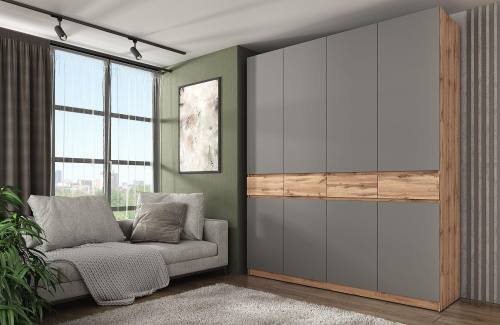 Шкаф Элигард 4 LOCARNO Дуб натуральный/Дымчатый алмаз