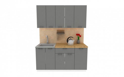 Кухня ЭлиГард LION 1,6 (1) (Дымчатый алмаз/Дуб бунратти)