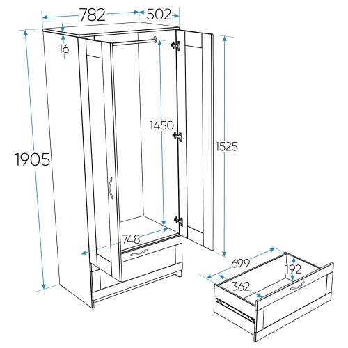 Шкаф комбинированный Новус Индустри Сириус 2.02.01.020.3 (Сонома)