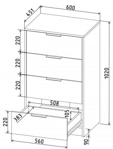 Комод Интерлиния Концепт КТ-К60 (Антрацит/Антрацит)