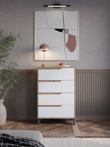 Комод ЭлиГард Eyva 4S (Дуб вотан/Белый)