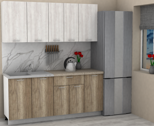 Кухня ЭлиГард LION 1,8 (Сосна каньон/Дуб каньон/Малага)