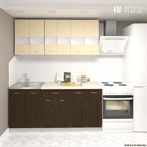 Кухня КортексМебель Корнелия ЭКСТРА 1,8 (Венге светлый/Венге тёмный/Королевский опал)