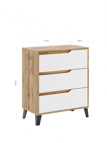 Комод ЭлиГард Eyva 3S (Дуб вотан/Белый)