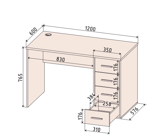 Стол письменный Интерлиния Skill-7 (Антрацит)