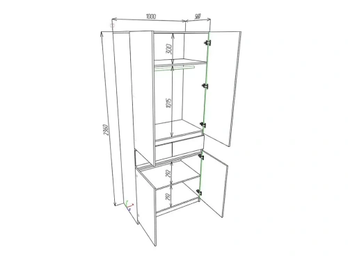 Шкаф Элигард 2 LOCARNO  Дуб натуральный/Белый