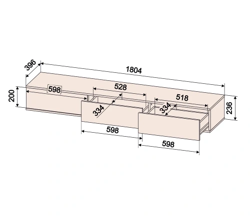 Тумба Интерлиния Quartz (ТВ) QZ-Т3Ш (Дуб нокс/Черный)