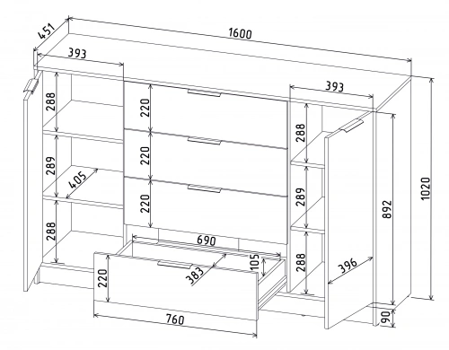 Тумба Интерлиния Концепт КТ-Т160 (Антрацит/Антрацит)