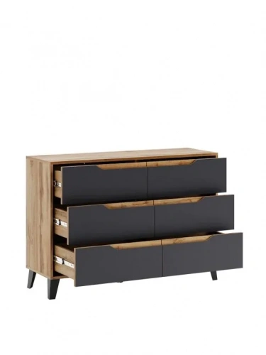 Комод ЭлиГард Eyva 6S (Дуб вотан/Графит)