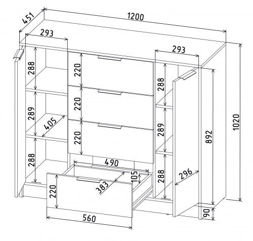 Тумба Интерлиния Концепт КТ-Т120 (Антрацит/Антрацит)