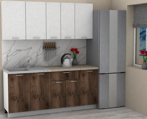 Кухня ЭлиГард LION 1,8 (Белый/Дуб нокс/Малага)